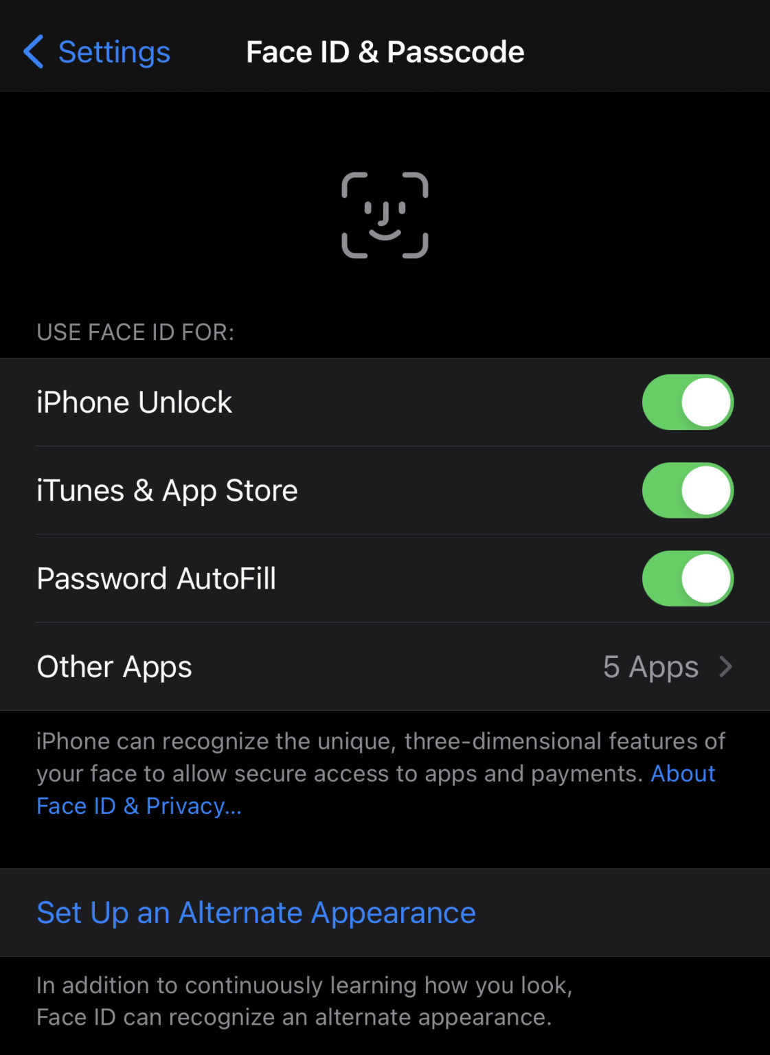 how to turn off face id for downloading apps