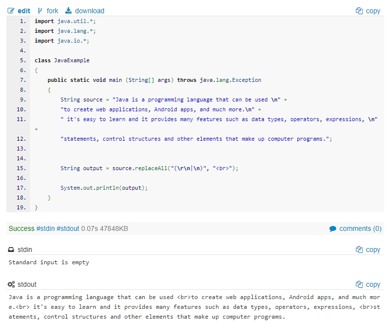 How To Replace New Line With HTML Br Tag In String Using Java TL Dev Tech